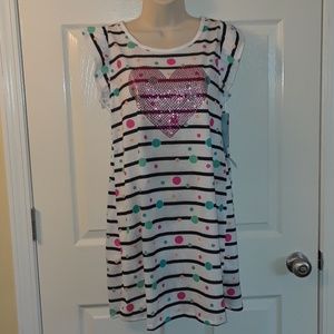 Nwt Cat & Jack Sparkle Heart Dress Girls XL 14/16